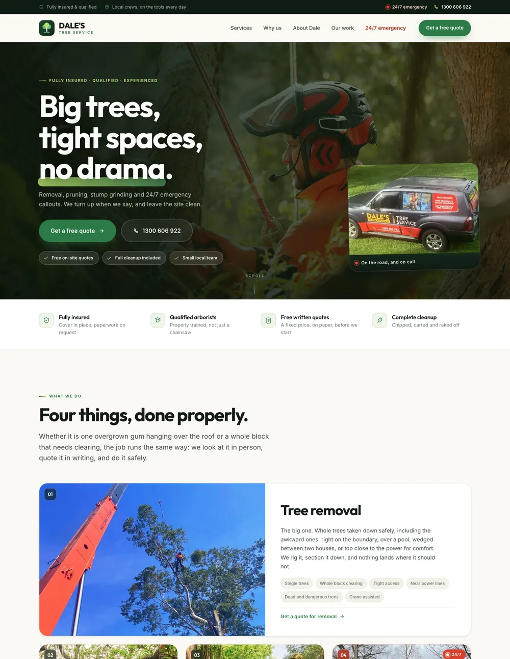 Dale's Tree Service homepage