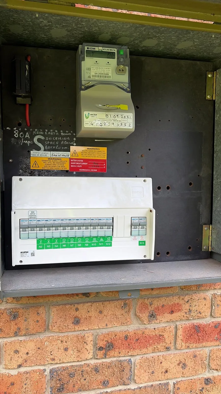 A finished switchboard and meter box
