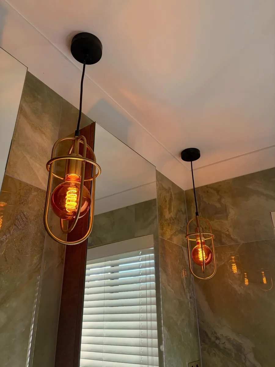 Pendant lights installed in an ensuite