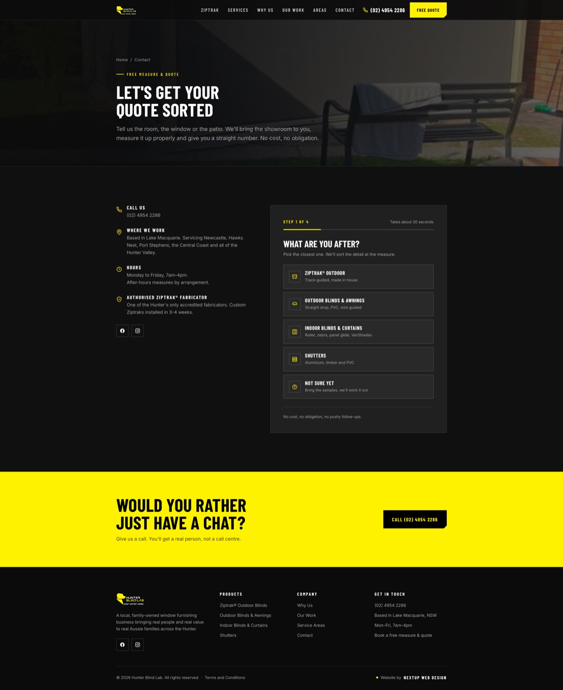 Hunter Blind Lab website built by NEXTUP
